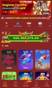 777fe Game interface showing casino games like cards and slots